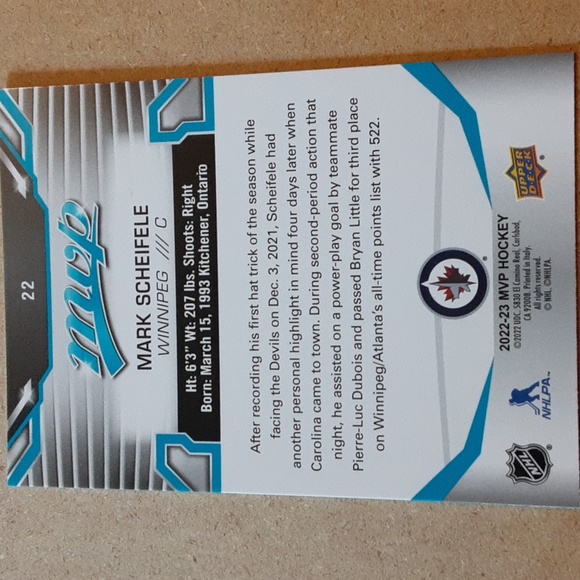 Mark Scheifele Winnipeg Jets NHL Hockey Cards & Sticker x 12 - Picture 2 of 16